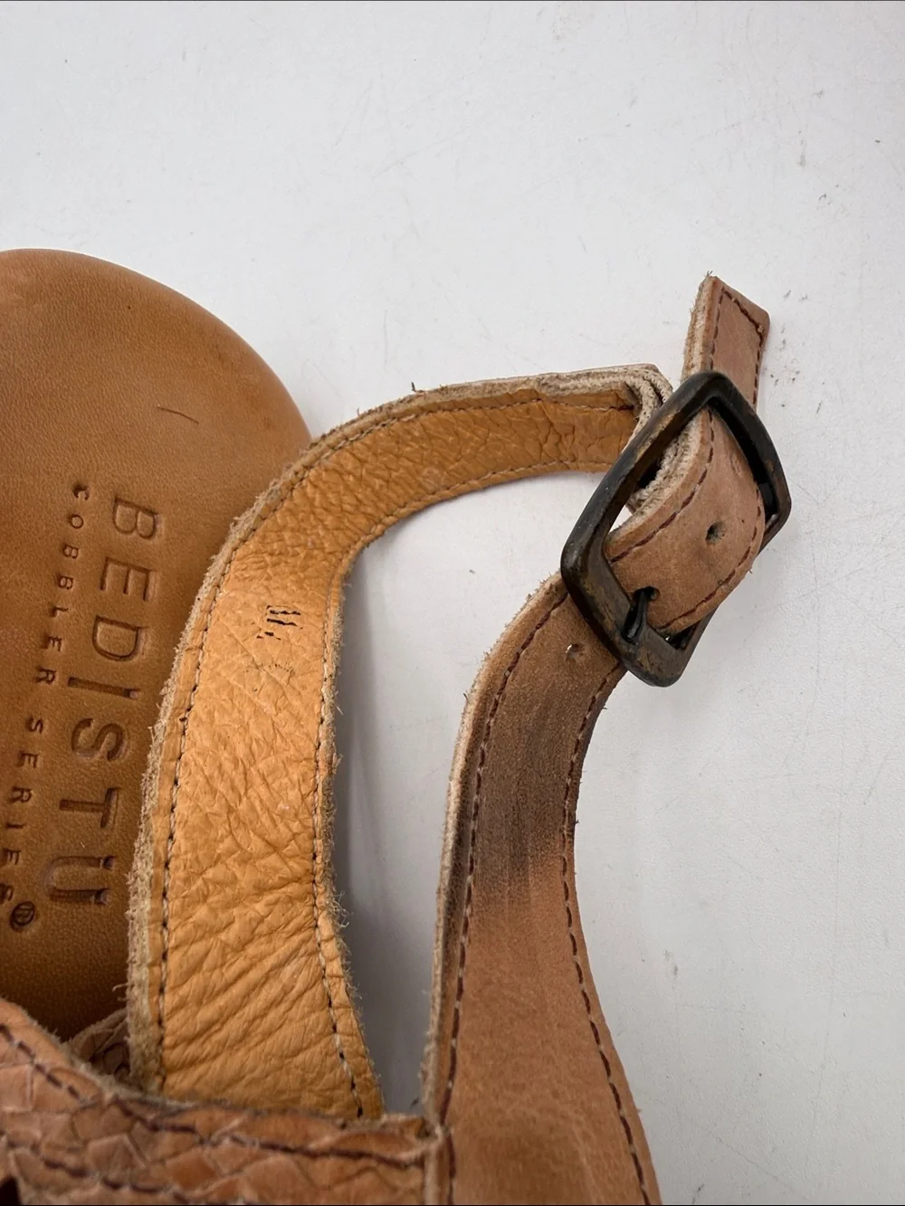 Anthropologie Bed Stu Petra Woven Leather Platform Wedge Sandals 11 Brown  Y2K